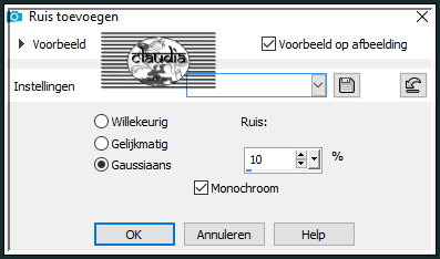 Aanpassen - Ruis toevoegen/verwijderen - Ruis toevoegen : (= Grofkorreligheid)