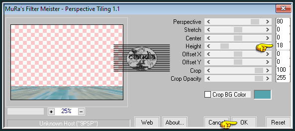 Effecten - Insteekfilters - MuRa's Meister - Perspective Tiling : Crop BG Color = 2de kleur