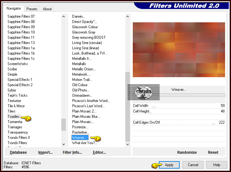 Effecten - Insteekfilters - <I.C.NET Software> - Filters Unlimited 2.0 - Toadies - Weaver