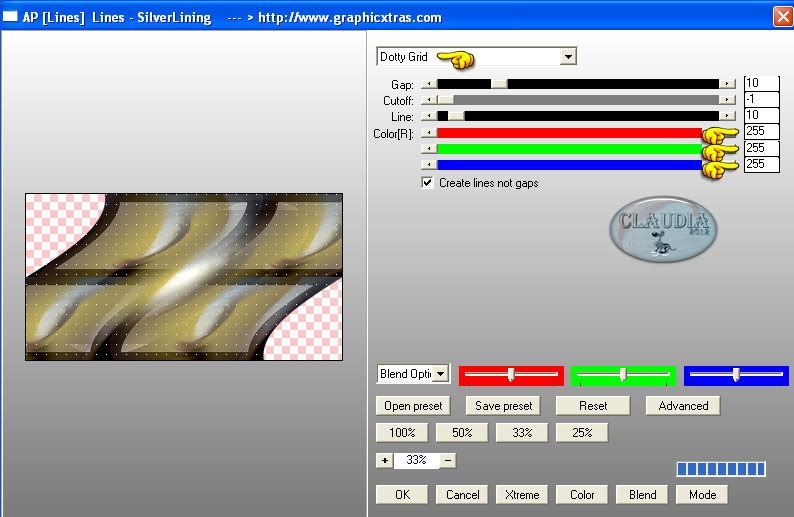 Instellingen filter AP [Lines] - Lines - SilverLining