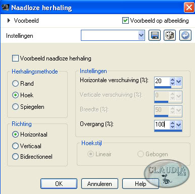 Instellingen naadloze herhaling