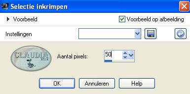 Instelling inkrimpen van selectie