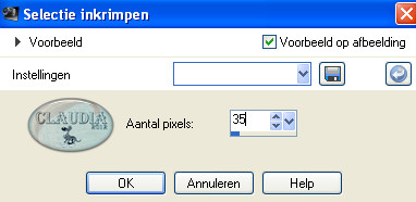 Instelling inkrimpen van selectie