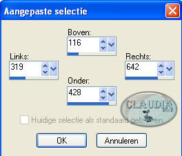 Instellingen aangepaste selectie