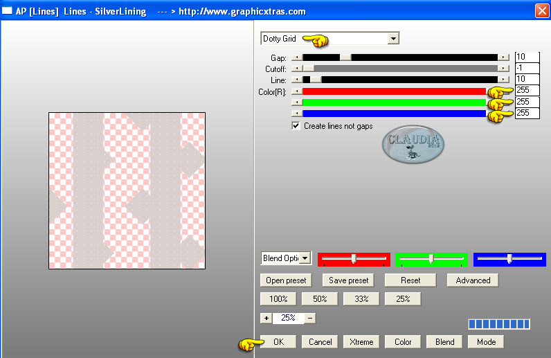 Instellingen filter AP [Lines] - Lines - SilverLining