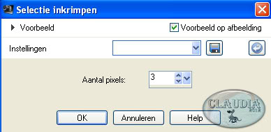 Instelling inkrimpen van selectie