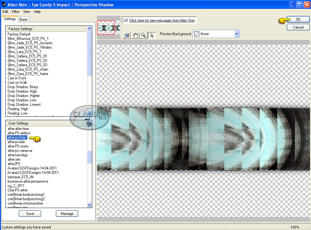 Instellingen filter Eye Candy 5 : Impact - Perspective Shadow