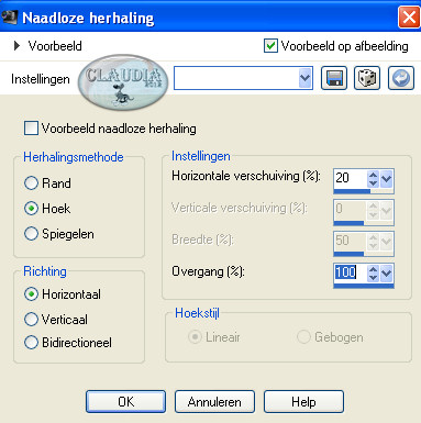 Instellingen Naadloze herhaling