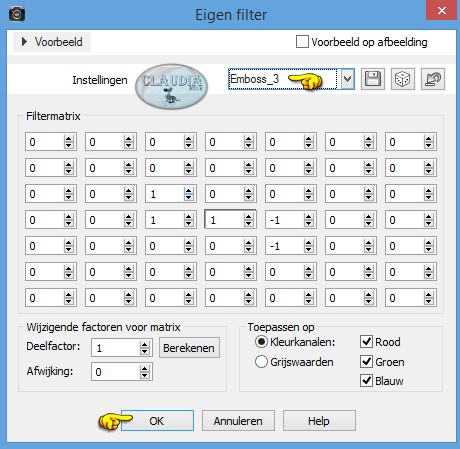 Instellingen Eigen filter - Emboss_3