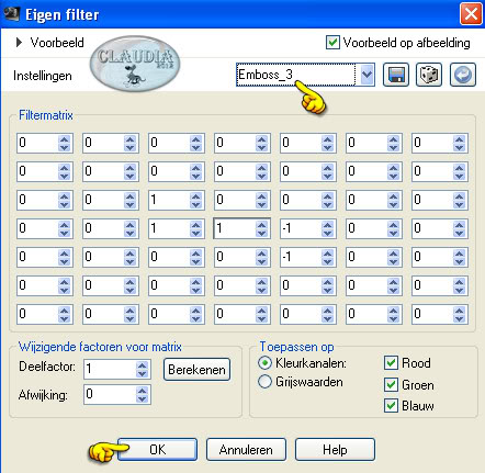 Instellingen Eigen filter - Emboss_3 