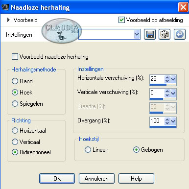 Instellingen Naadloze herhaling