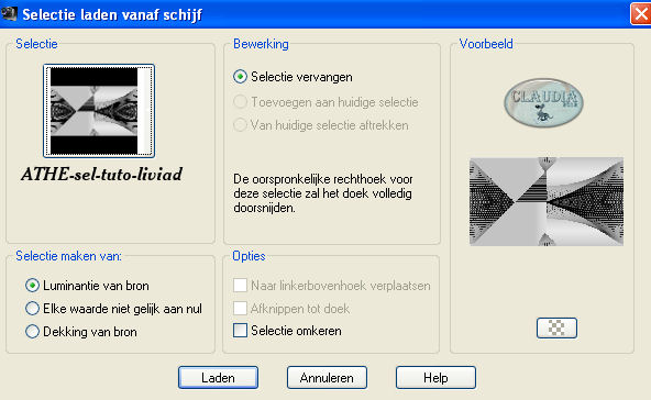 Selectie laden vanaf schijf