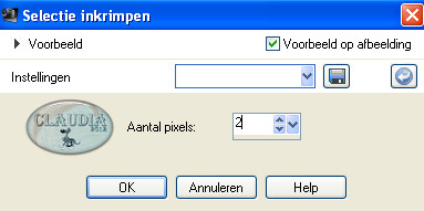 Instelling Inkrimpen van selectie