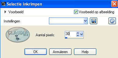 Instelling Inkrimpen van selectie