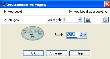 Instellingen Gaussiaanse vervaging