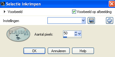 Instelling Inkrimpen van selectie