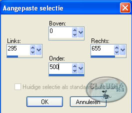 Instellingen aangepaste selectie