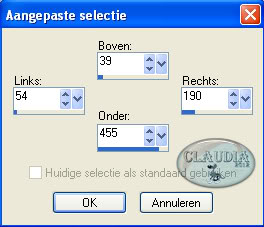 Instellingen aangepaste selectie