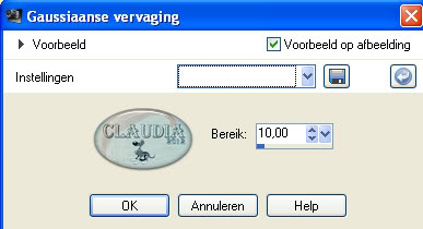 Instellingen gaussiaanse vervaging
