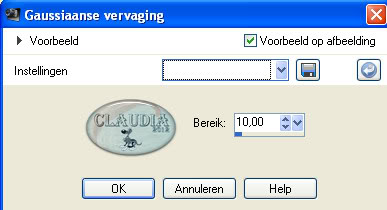 Instellingen gaussiaanse vervaging