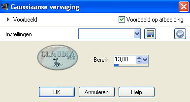 Instelling gaussiaanse vervaging