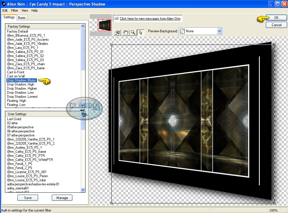 Instellingen filter Eye Candy 5 : Impact - Perspective Shadow