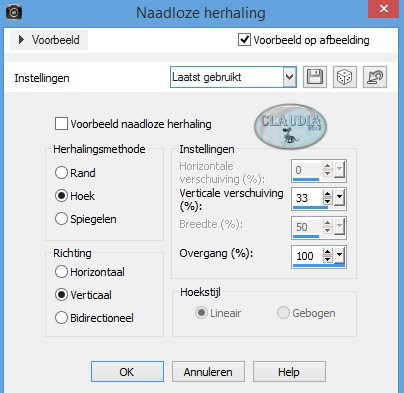 Instellingen Naadloze herhaling