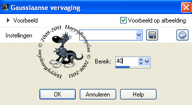 Instelling gaussiaanse vervaging