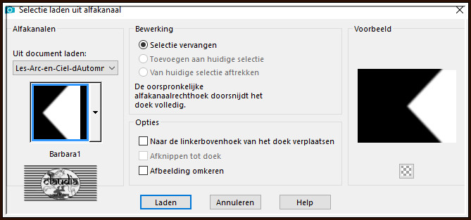 Selecties - Selectie laden/opslaan - Selectie laden uit alfkanaal : Barbara1