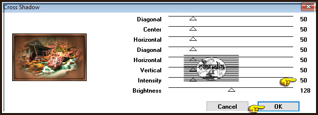 Effecten - Insteekfilters - Graphics Plus - Cross Shadow :