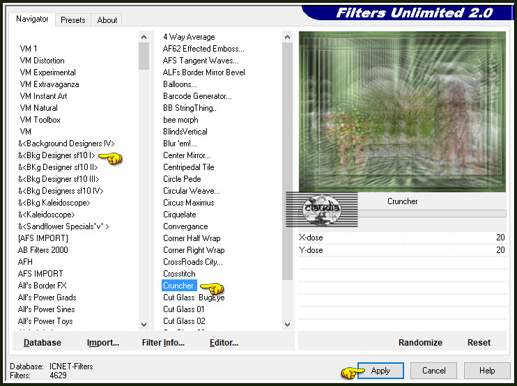 Effecten - Insteekfilters - <I.C.NET Software> - Filters Unlimited 2.0 - &<Bkg Designer sf10 I> - Cruncher :