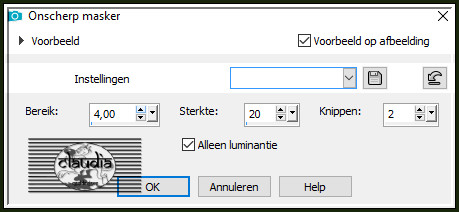 Aanpassen - Scherpte - Onscherp masker :