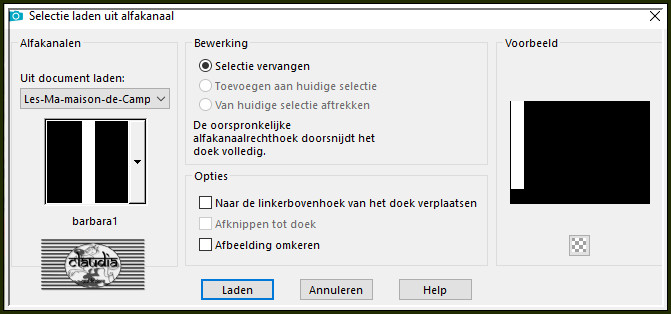 Selecties - Selectie laden/opslaan - Selectie laden uit alfkanaal : barbara1