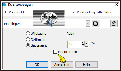 Aanpassen - Ruis toevoegen/verwijderen - Ruis toevoegen : (= Grofkorreligheid)