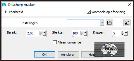 Aanpassen - Scherpte - Onscherp masker :