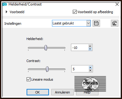 Aanpassen - Helderheid en contrast - Helderheid/Contrast