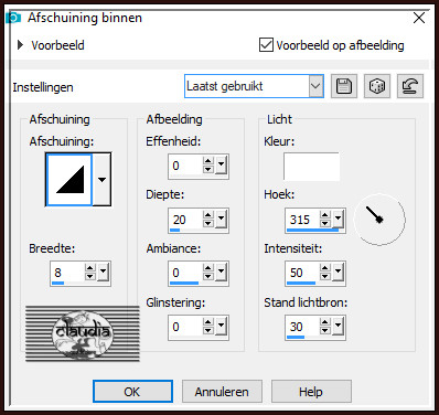 Effecten - 3D-Effecten - Afschuining binnen