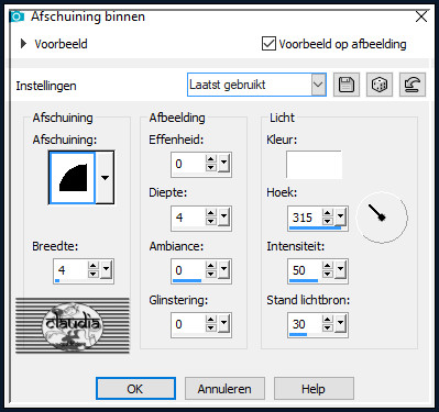 Effecten - 3D-Effecten - Afschuining binnen 