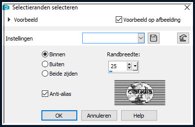 Selecties - Wijzigen - Selectieranden selecteren