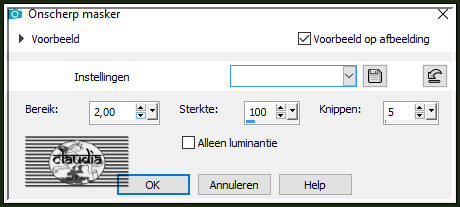 Aanpassen - Scherpte - Onscherp masker 