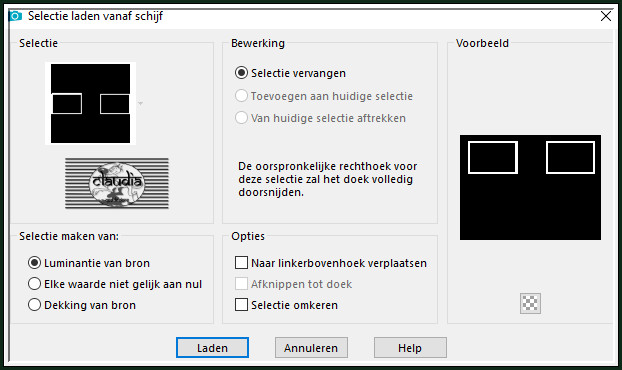 Selecties - Selectie laden/opslaan - Selectie laden vanaf schijf : monique1