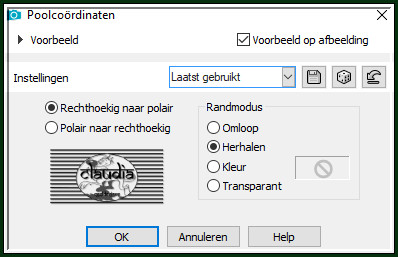 Effecten - Vervormingseffecten - Poolcoördinaten :