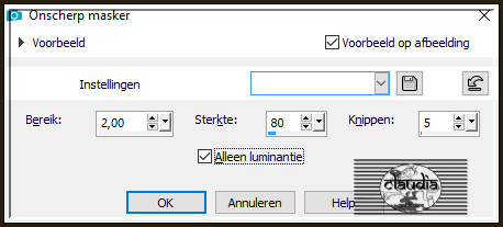 Aanpassen - Scherpte - Onscherp masker :