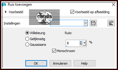 Aanpassen - Ruis toevoegen/verwijderen - Ruis toevoegen : (= Grofkorreligheid)