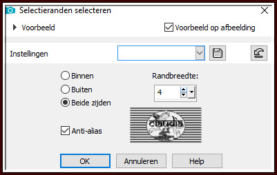 Selecties - Wijzigen - Selectieranden selecteren :