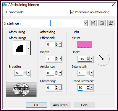 Effecten - 3D-Effecten - Afschuining binnen 