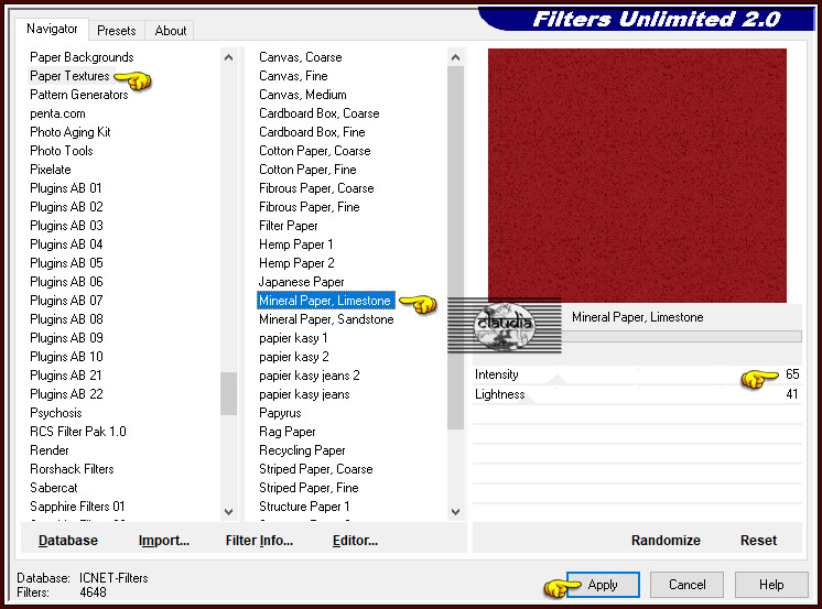 Effecten - Insteekfilters - <I.C.NET Software> - Filters Unlimited 2.0 - Paper Textures - Mineral Paper, Limestone :