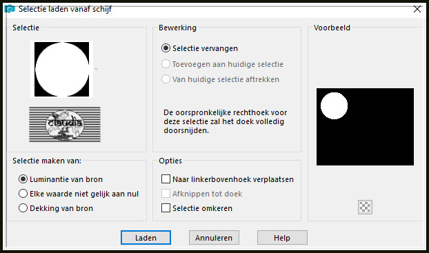 Selecties - Selectie laden/opslaan - Selectie laden vanaf schijf : ausw_CG-tut1004