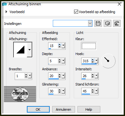 Effecten - 3D-Effecten - Afschuining binnen 