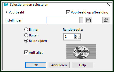 Selecties - Wijzigen - Selectieranden selecteren